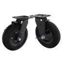 Swivel Heavy Duty Caster Wheel, 8 Inch*2, 1000lb Capacity, Black Rim, Solid Rubber, Cast Iron,Brake Casters,Outdoor, Flat Free for Carts, Dolly, Workbench,Trolley,DIY Tools