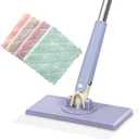 Clever Snap-Grip Mini Mop - Lazy Mop Click On , Wet/Dry Click Mops,Disposable Stain Mops with 4 Reusable Cloths (Purple-A)
