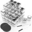 36Pcs Stainless Steel Metal Ice Cubes Reusable - Metal Stones Ice Cube for Drinks, High Cooling Technology, for Beverage, Gifts for Men Dad Christmas (36Pcs)