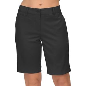 Lesmart Womens Golf Shorts Lightweight Stretch Relaxed Fit Knee Length Ladies Bermuda Shorts (14, Black)