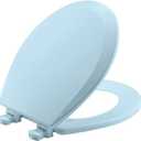 Bemis 500EC 464 Wood Toilet Seat with Easy Clean & Change Hinges, Round, Dresden Blue