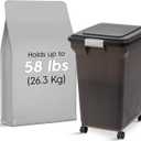 IRIS USA Dog Food Storage Container 58 Lb, Airtight Large Pet Food Storage Bin with Wheels, for Dog Cat Bird Chicken Food, Holds Up to 58 lbs, Keep Fresh, BPA Free, Made in USA, Black