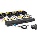 MT-VIKI KVM Switch 8 Port, 8X1 Rackmount KVM Switch VGA, Included 8 2-in-1 KVM Cables & Wire-Desktop Selector & Power Adapter, Fit 1U 19'' Rack