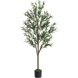 Alupssuc 5ft Olive Tree Artificial Indoor, Fake Tree Potted Faux Olive Trees with Lifelike Fruits and Realistic Leaves, Artificial Plants Indoor Fake Plants for Modern Home Office Living Room Decor