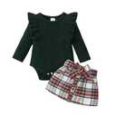 Guodeunh Baby Girl Christmas Outfit Long Sleeve Knit Romper Red Plaid Skirt Headband Newborn Infant Fall Winter Clothes 0-18 M (Red Plaid,3-6 Months)