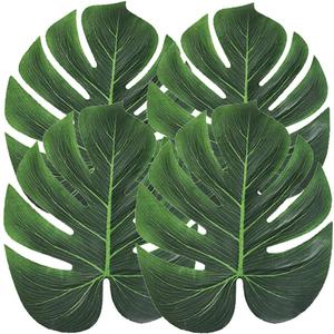 Artificial Palm Leaves, 24PCS Extra Large 14" Tropical Monstera Fake Leaves for Hawaiian Luau Jungle Safari Birthday WeddingTheme Party Table Wall Decorations
