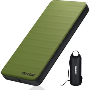 SKYEMAC 4" Thick Self Inflating Sleeping Pad with 13R Memory Foam, 78" x 29" Camping Mattress with Pump Sack, Portable Roll Up Bed, Inflatable Outdoor Mat for Rooftop Tent Car Truck Van, 4 Season