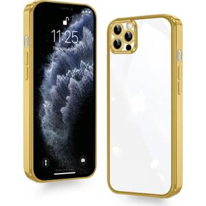 for iPhone 11 Pro Case Clear, Electroplating Protective Case, Thin Soft Transparent Protective Cover, Non-Yellowing Shockproof Military-Grade Protection Anti-Scratch Gold