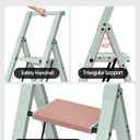 Taranta 3 Step Ladder,Lightweight Aluminum Step Stool with Convenient Handgrip, Folding Ladder with Anti-Slip Pedals, 330lbs Capacity Stepladder for Home, Office, Kitchen-Fairyland Green