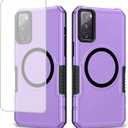 Case for Galaxy S20 FE 5G Case, Samsung S20 FE SM-G781U Case with Tempered Glass Screen Protector, [Compatible with MagSafe] Shockproof Protective Phone Cover for Samsung Galaxy S20 FE Purple