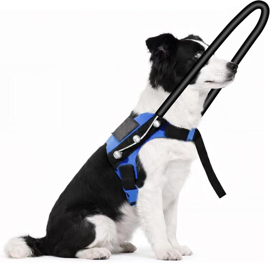 Blind Dog Harness with Protective Halo Ring, Adjustable Protective Collar and Navigation Aid for Visually Impaired Dogs, Safe Mobility Support Tool(6-8In)