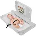 Alpine Wall Mounted Baby Changing Station - Horizontal Baby Changing Table Foldable Diaper Tables with Safety Strap for Commercial Bathroom, ADA Complaint (Hardware Included) White Gray