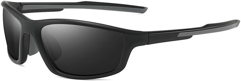 Cycling Sunglasses for Men Women Polarized Sports Sunglasses Running Ski (Black)
