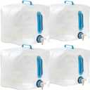 4-Pack 5.3Gal Collapsible Water Containers with Spigot - Labor-Saving Dual Handles - BPA Free Food Grade Canteen for Outdoor Hiking, Camping, Emergency - Portable, Foldable