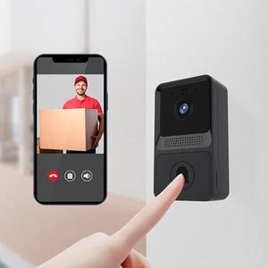 CherryBlossoms WiFi Wireless Video Doorbell for Home,100-degree Wide-Angle Lens,with Rechargeable Lithium Battery,No Wiring Required,AI Recognition,Night Vision (Black)