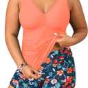 Yonique Womens Plus Size Swimsuits with Shorts Tummy Control Tankini Two Piece Bathing Suits Athletic Swimwear, 14W