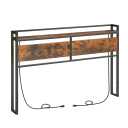 HOOBRO Headboard Queen Size, Headboard with 2 Outlets and 4 USB Ports, Adjustable Height, Storage Rack, Sturdy and Stable, Easy Assembly, Rustic Brown and Black