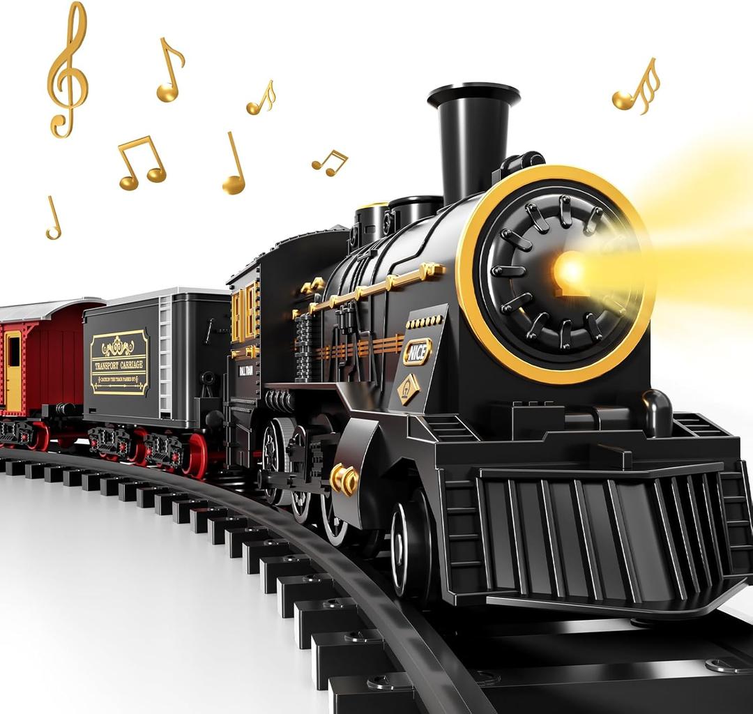 Train Set for Toddlers 3-4, Electrical Trains with Track, Light, Sound, Christmas Train Sets for Around The Tree, Christmas Birthday Gifts for Kids Boys Girls 3-8 Years Old