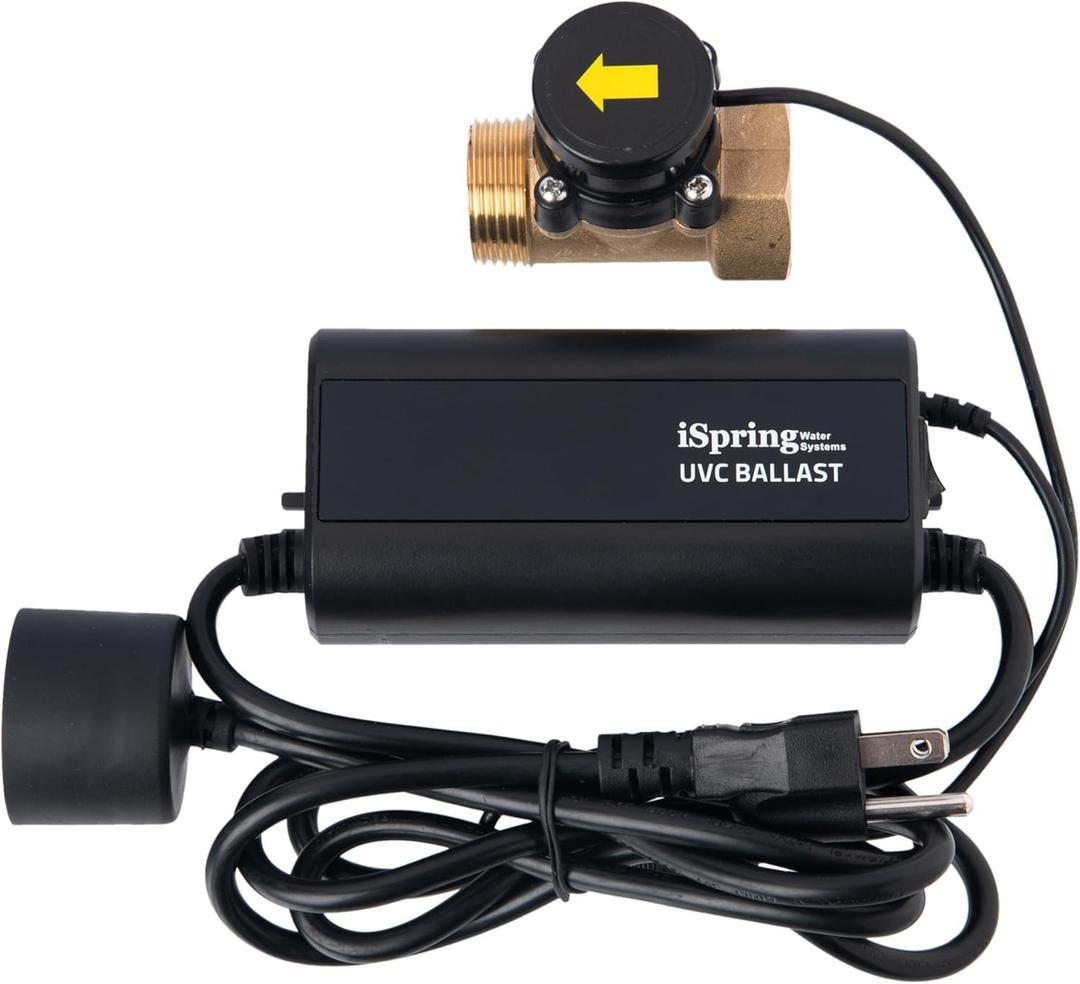 iSpring UVT55FS+UVS55FS UV Light Whole House Water Filter Transformer/Ballast with Water Flow Sensor, 55W 110V, for UVF55FS