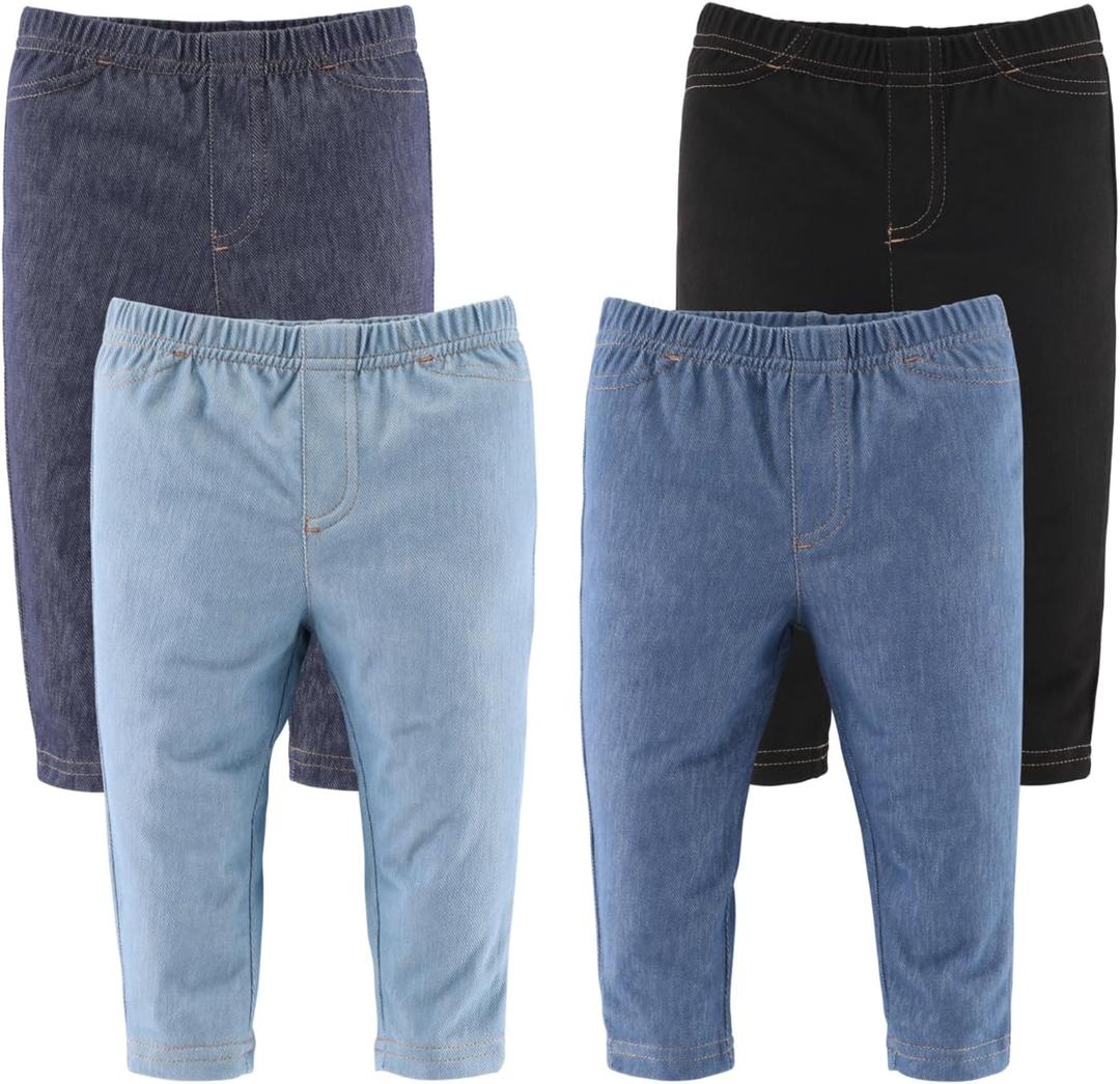 The Peanutshell Baby Boys or Girls Jeggings Set - Soft Stretchy Pants Boy & Girl Leggings, Infant and Toddler Clothes - Denim, Size: Newborn