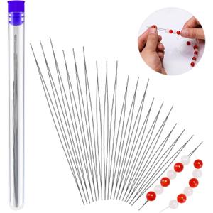 18 Pcs Collapsible Beading Needles, Beading Needles for Seed Beads, Big Eye Seed Beads Needles Set with Bottle