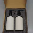 Haocoott Soap Dispensers 400mL 13.5 OZ, 2 PCS Luxurious Hand Dish Lotion Shampoo Soap Dispenser Jar, Travertine Soap Bottles Rustproof Pump for Kitchen Bathroom Countertop (Ivory White)