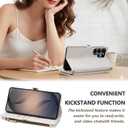 Crossbody Wallet Case for Samsung Galaxy S26 Ultra with Mirror, Wrist Strap, Zipper Purse Magnetic Flip, RFID Blocking Card Holder, PU Leather Shockproof Women (White)