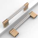 10 Pack 3-3/4"(96mm) Brushed Satin Nickel and Champagne Bronze Cabinet Pulls Kitchen Cabinet Handles Knurled Cabinet Hardware Drawer Pulls for Cupboard