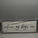 Home Is Where My Boys Are Wood Plaque Sign - 40 x15 Inch Rustic Wall Art for Living Room, Bedroom, Farmhouse Wall Decoration, Ready to Hang Family Decor (White)