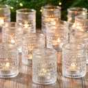 16 Pack Clear Glass Votive Candle Holders, Vintage Candle Holder for Floating Candle, Tealight Candle Holder for Table Centerpieces Home Bridal Shower Birthday Christmas Wedding Party Table Decoration