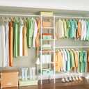 Ulif M1 Closet Storage Organizer System, 6 Tiers Heavy Duty Metal Garment Rack with 3 Expandable Hanger Rods, Wall Mounted Space Saver Suits from 5.4-8.7 ft. Width, 71.2H x 14D, 700LBS, White