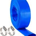 3" x 25 FT Pool Backwash Hose, Blue Heavy Duty Reinforced PVC Lay Flat Water Discharge Hose for Swimming Pool Filter Pump,with 2 Clamp (3" ID x 25 FT)
