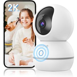 Noorio 2K Indoor Security Camera, Pet Camera with Speaker Pan&Tilt, One Click Call Baby Monitor Night Vision, Smart Motion Tracking Cam for Dogs, Plug-in 24/7 SD&Cloud Storage, CS201