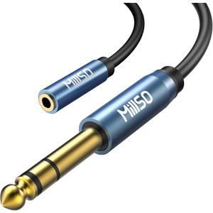 MillSO 1/4 to 3.5mm Headphone Adapter, 6.6 Feet TRS 6.35mm Female to 3.5mm Male 1/8 to 1/4 Stereo Audio Adapter for Guitar Amplifiers, Piano, Home Theater Devices, Phone, Laptop, Headphones  6.6 Ft
