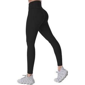 Sunzel Womens Workout Leggings with High Waist Tummy Control (Black, XL)
