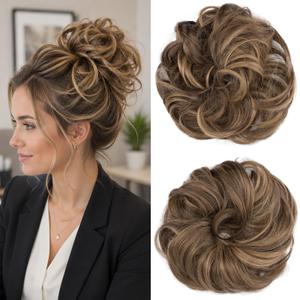 BwelsZJ Messy Bun Hair Piece Wavy Curly Bun Extension for Women