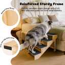 4-Step Dog Stairs for Large Dogs, Solid Wooden Dog Steps for Beds/Couch with Carpet, 24 Inches Anti-Slip Pet Stairs for High Beds, Ramp for Older/Senior Dogs, Pet Bed Stairs to Get on Bed/Sofa