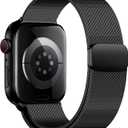 Double Magnetic Compatible for Apple Watch Band Ultra 2,SE, Stainless Steel Strap Metal Mesh Sport Loop for iWatch Bands 49mm/45mm/44mm/46mm/42mm(series 1 2 3) Women Men (Black)