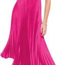 ZAFUL Womens Satin Sexy Backless Wrap V Neck Sleeveless Spaghetti Strap Pleated Flowy Party Midi Dress (Medium, 0225-pink)