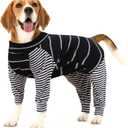 Dog Recovery Suit Abdominal Wound After Surgery Wear Prevent Licking Wounds E-Collar & Cone Alternatives Postoperative Shirt Dog Pajamas Long Sleeve Prevent Shedding (Large (Pack of 1), Black)