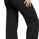 OQQ Yoga Pants Women High Waist Stretch Casual Soft Straight Leg Bottoms (Small Long, Black)