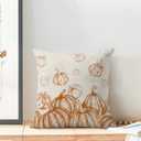 CXMEIFLY Fall Decor Pillow Covers 18x18 Inch Set of 2 Autumn Burnt Orange Pumpkin Print Throw Pillows for Couch Thanksgiving Harvest Indoor Outdoor Decorative Cushion Case for Sofa Bed Decorations