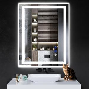 38"x30" LED Bathroom Mirror with Anti-Fog, Stepless Dimmable Lights, 3 Color Modes, Shatter-Proof Tempered Glass,Waterproof Design