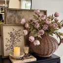 Thiccywoov 8 Pcs Faux Peony Stems Flowers Bulk Vintage Artificial Silk Peonies Stems Real Look Fake Peonies Branch for Vase Filler DIY Bouquet Centerpiece Home Indoor Outdoor Decor (Brownish)
