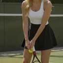 eoeoo Women's Flared Mini Skirt Stretchy High Waist Flowy Ruffle Hem Skater Skirt (Black, S)