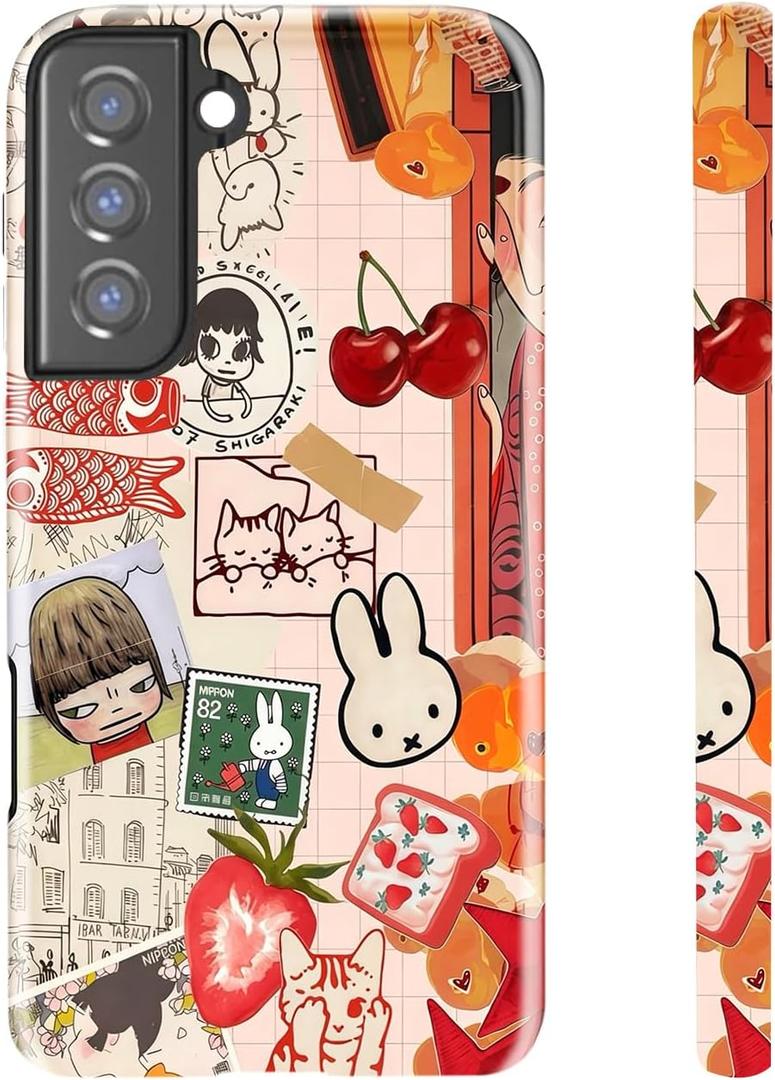 for Samsung Galaxy 26P,Whimsical Collage Dual-Layer Hard Shell+Silicone Cover-Shockproof Protective Phone Case for Women Girls