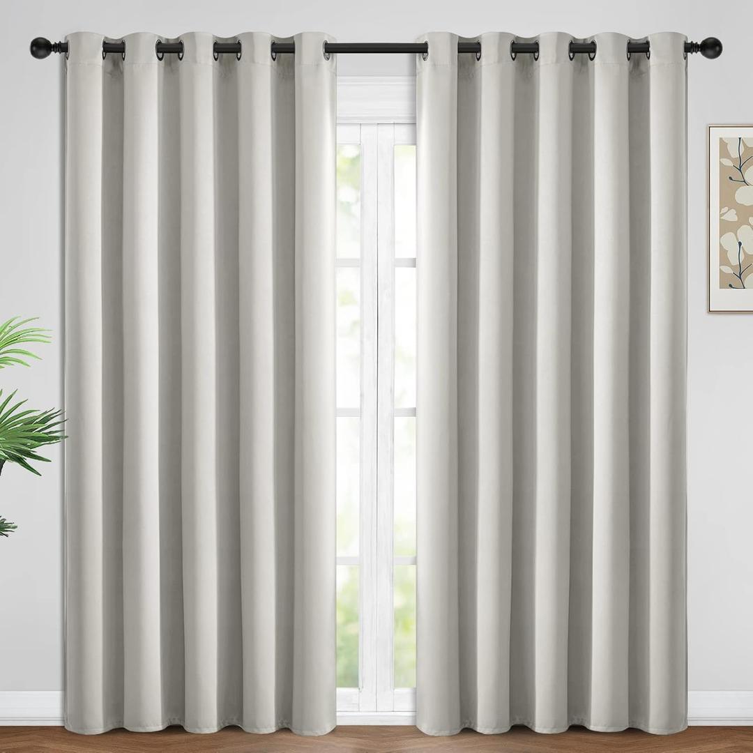 Yakamok Blackout Curtains Room Darkening Thermal Insulated Window Panels,Solid Grommet Top Drapes for Bedroom/Living Room(62Wx96L, Light Beige, 2 Panels) Yakamok Blackout Curtains Room Darkening Thermal Insulated Window Panels,Solid Grommet Top Drapes for Bedroom/Living Room(62Wx96L, Light Beige, 2 Panels)