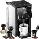 AIRMSEN Grind & Brew Coffee Maker with Built-in Grinder, Programmable Single Serve Coffee Maker - 5 Cup-800ML, 3 Grind Settings, Auto Keep Warm & Glass Carafe for Small Home and Office