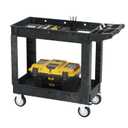DWVO Utility Service Cart on Wheels, 550 lbs Capacity, 40 x 17 Inch Rolling Work Carts with Wheels, 2 Shelf Heavy Duty Plastic Cart Suitable for Warehouse, Garage, School & Office, Cleaning, Black