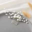 Latious Wedding Bride Pearl Hair Side Comb Silver Rhinestone Bridal Hair Clips Crystal Hair Pieces Hair Accessories for Women and Girls (Silver)
